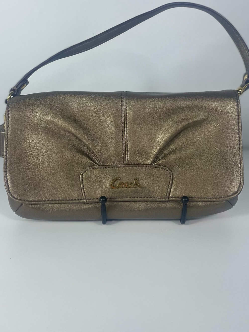 Coach Ashley Vintage Metallic Bronze Pleated Large Clutch